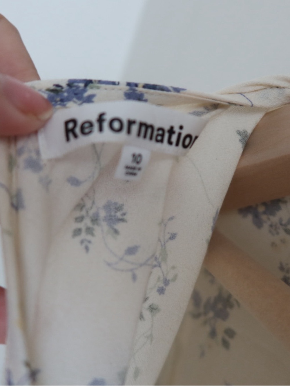 Reformation Cream Maxi Dress with Blue Floral Print - Picture 2 of 4